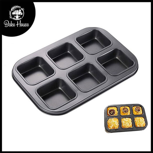 Square Brownie Baking Tray Non Stick 6 Cavity