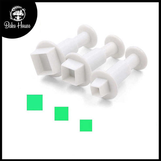 Square Shape Fondant Plunger Cutter 3Pcs Set