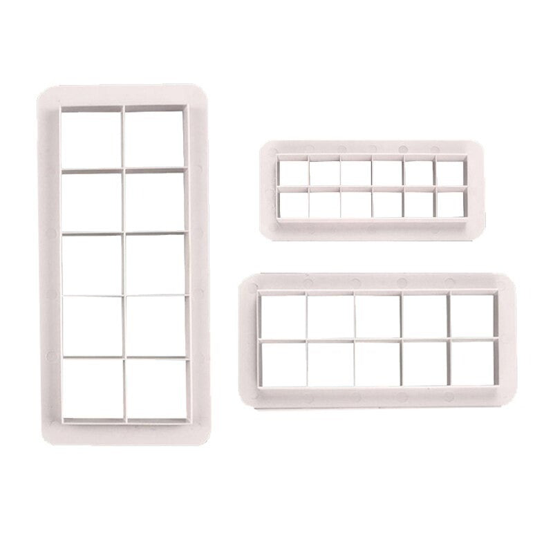 Square Shape Geometric Multi Fondant Cake Cutter 3Pcs Set