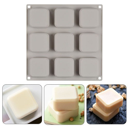 Square Shape Silicone Brownie & Soap Mold 9 Cavity