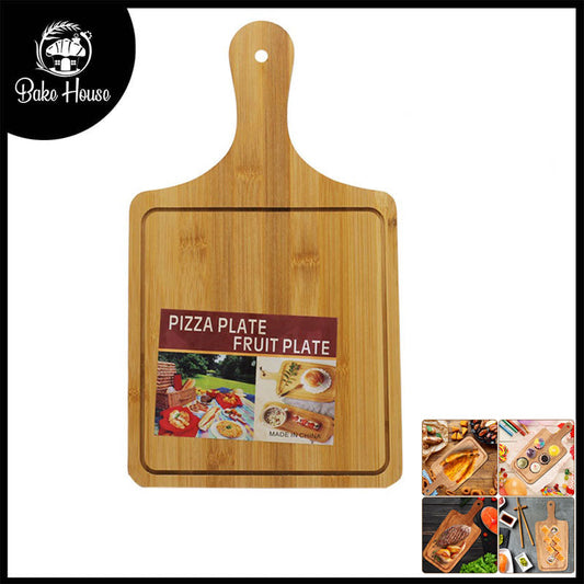 Square Wooden Pizza Serving Plate 17cm with Handle