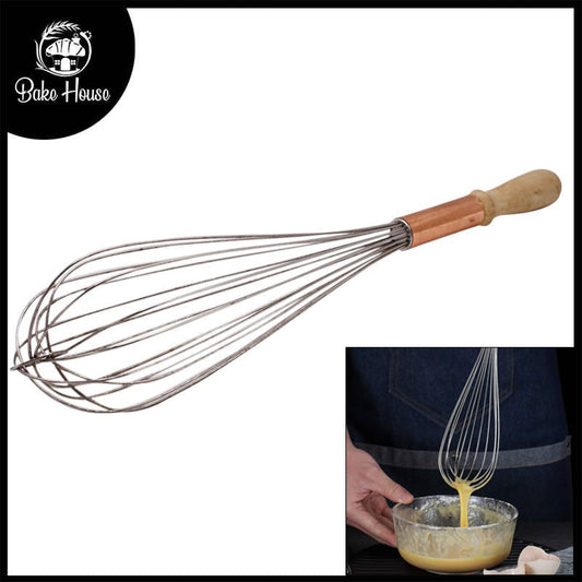 Stainless Steel Copper Colored Hand Whisk With Wooden Handle 19.5 Inch