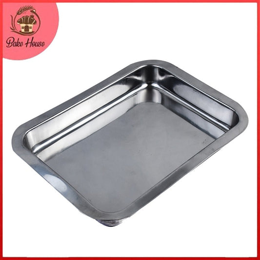 Stainless Steel Deep Rectangle Food Serving Tray 37 x 28.5 cm