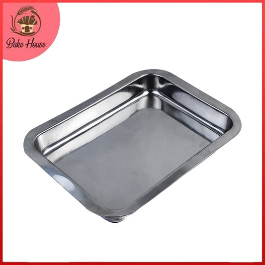 Stainless Steel Deep Rectangle Food Serving Tray 31 x 23.5 cm