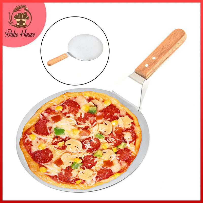 Stainless Steel Pizza Shovel Round With Wood Handle