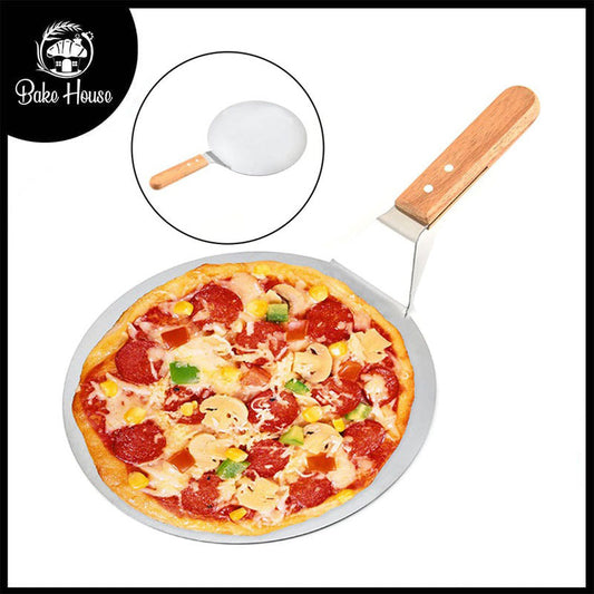 Stainless Steel Pizza Shovel Round With Wood Handle