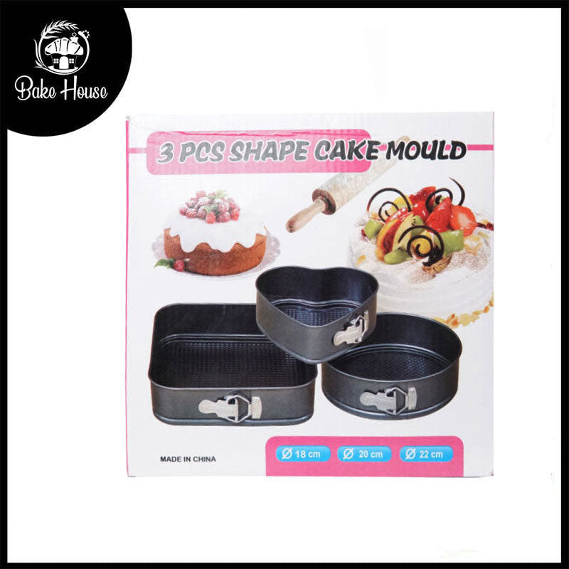 3 Shapes Cake Mold Non Stick Removable Base 18, 20 & 22 cm