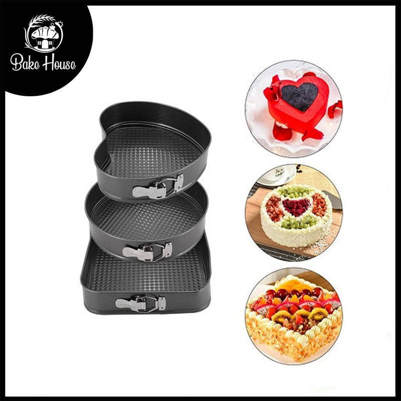 3 Shapes Cake Mold Non Stick Removable Base 20, 22 & 24 cm