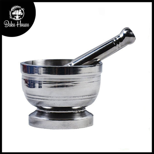 Bahoo Stainless Steel Mortar & Pestle Set Design 02, Size 01