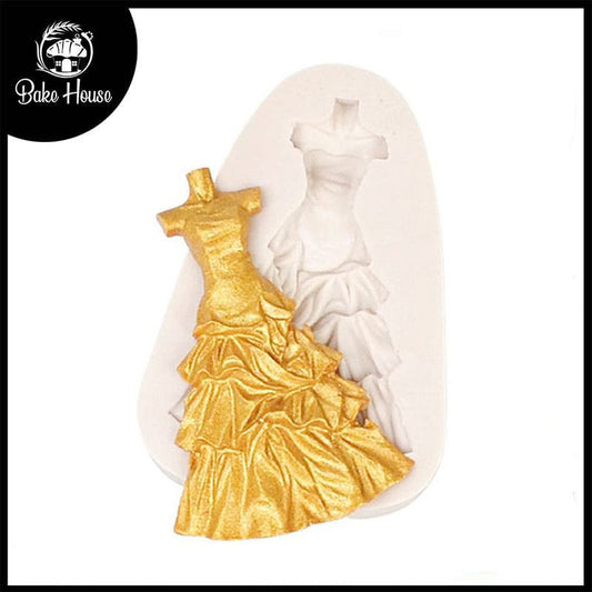 Lady Wedding Dress Silicone Fondant Mold (Design 01)