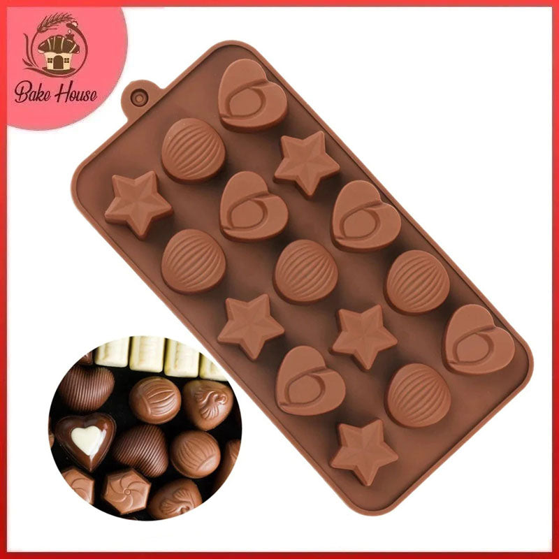 Star Heart Nut Shape Silicone Chocolate Mold 15 Cavity