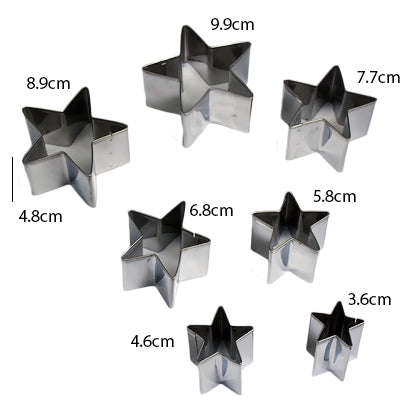 Star Shape Cookie Cutter Stainless Steel 7Pcs Set