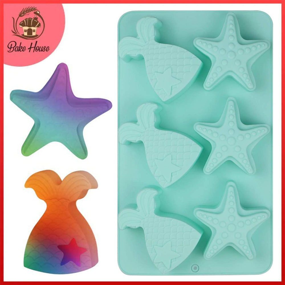 Starfish & Mermaid Silicone Mold 6 Cavity