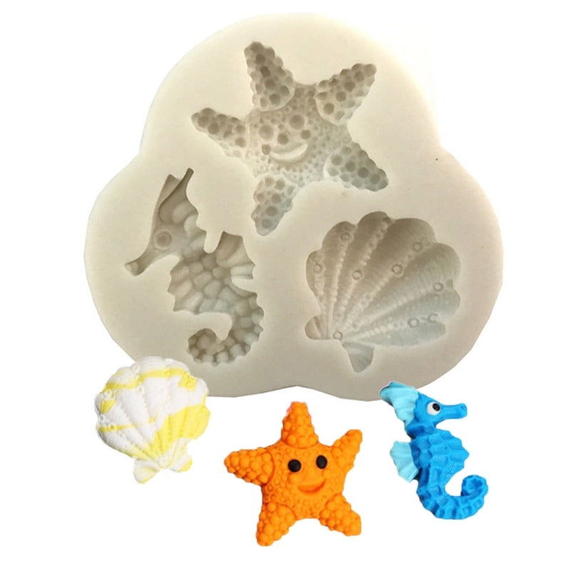 Starfish, Sea Horse & Shell Silicone Fondant Mold