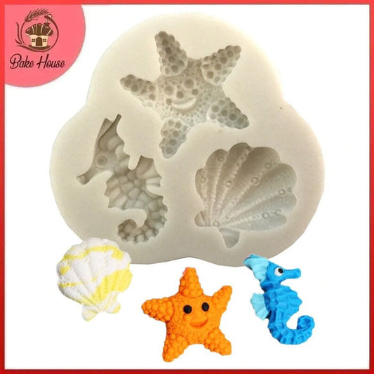 Starfish, Sea Horse & Shell Silicone Fondant Mold