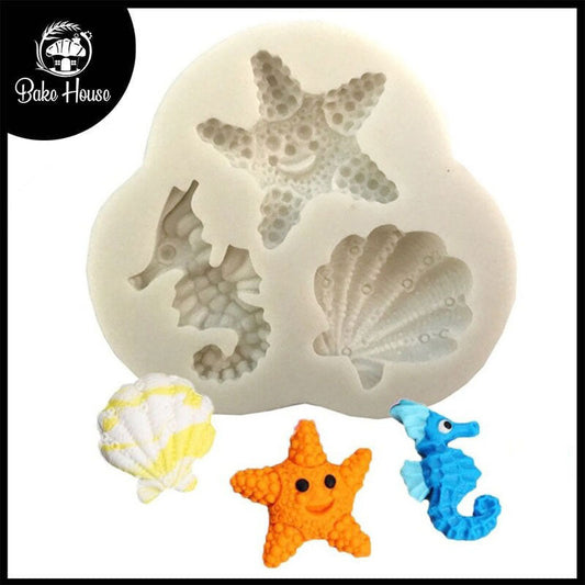 Starfish, Sea Horse & Shell Silicone Fondant Mold