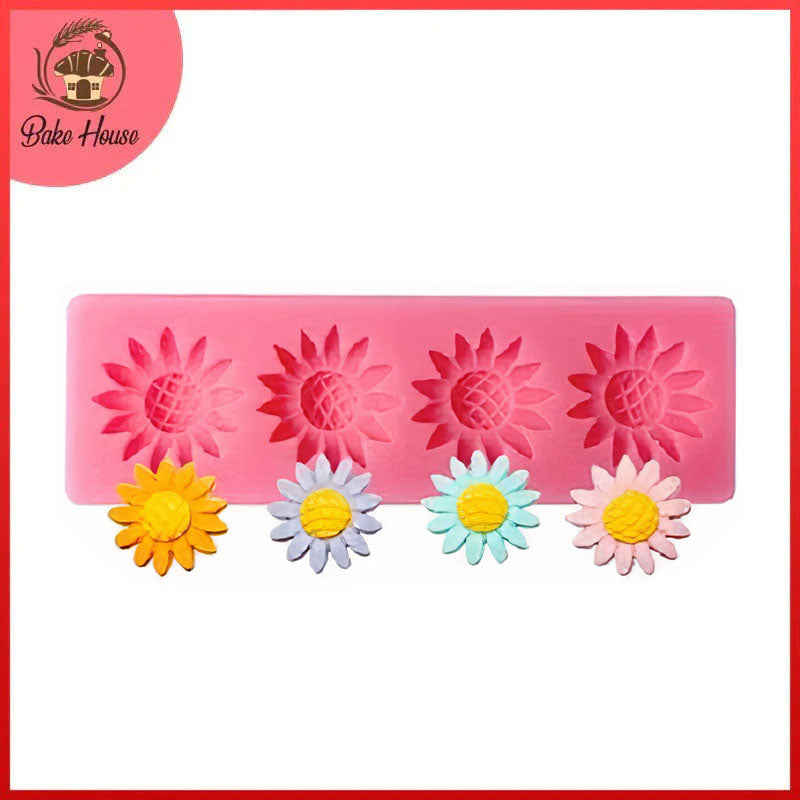 Sunflower Silicone Fondant & Chocolate Mold 4 Cavity