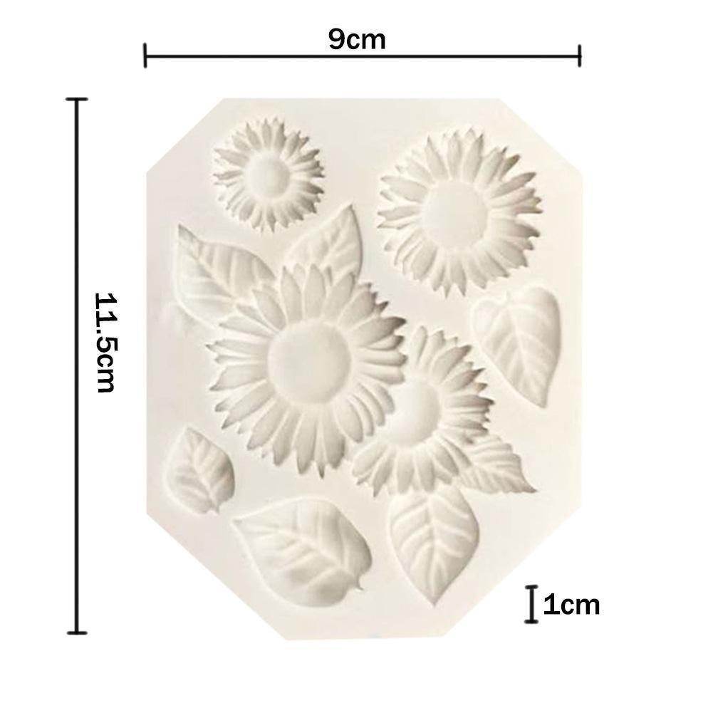 Sunflower With Leaves Silicone Fondant Mold