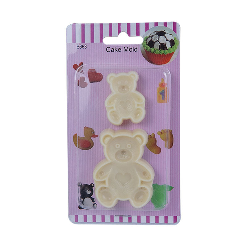 Teddy Bear Fondant & Cookie Plastic Cutter 2Pcs Set