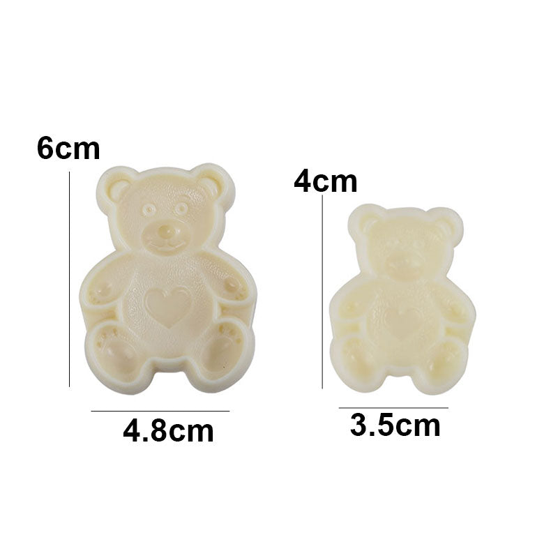 Teddy Bear Fondant & Cookie Plastic Cutter 2Pcs Set