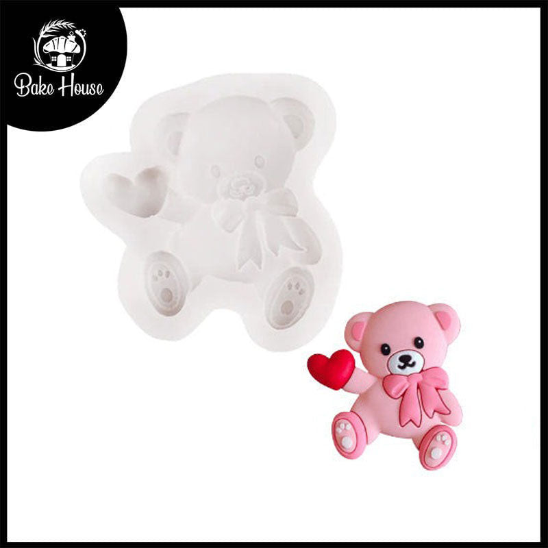 Teddy Bear With Heart Silicone Fondant Mold