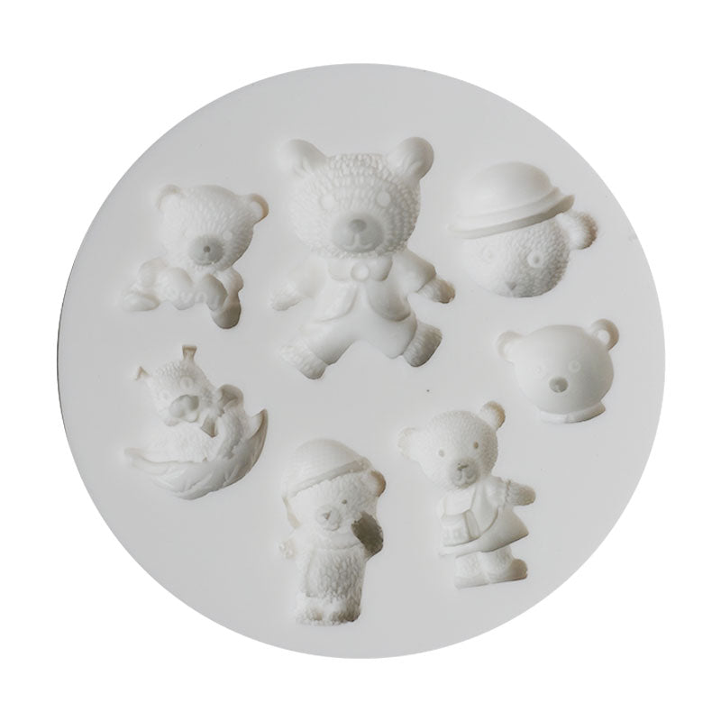 Puzzle Teddy Bear Silicone Mold, 4 x 2 inches