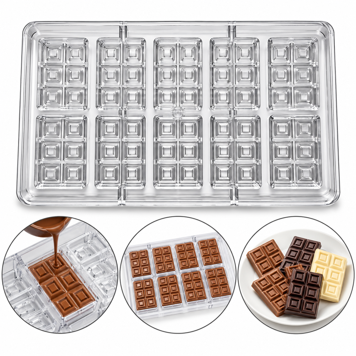 6 Square Bar Shape Acrylic Chocolate Mold 10 Cavity