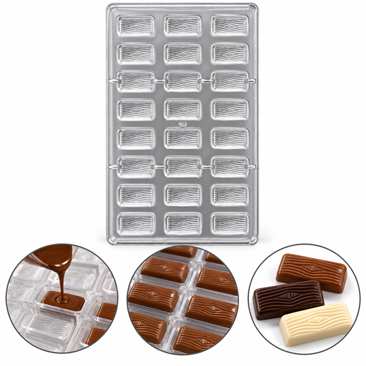 Wood Grain Shape Acrylic Chocolate Mold 24 Cavity