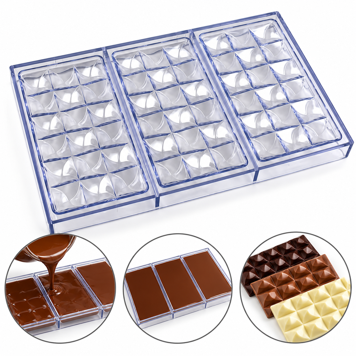 Triple Hexagon Shape Acrylic Chocolate Mold 8 Cavity (Copy)