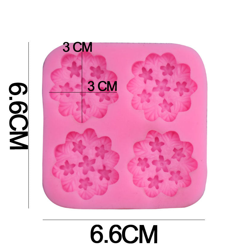 Tiny Flowers in Flower Silicone Fondant Mold 4 Cavity