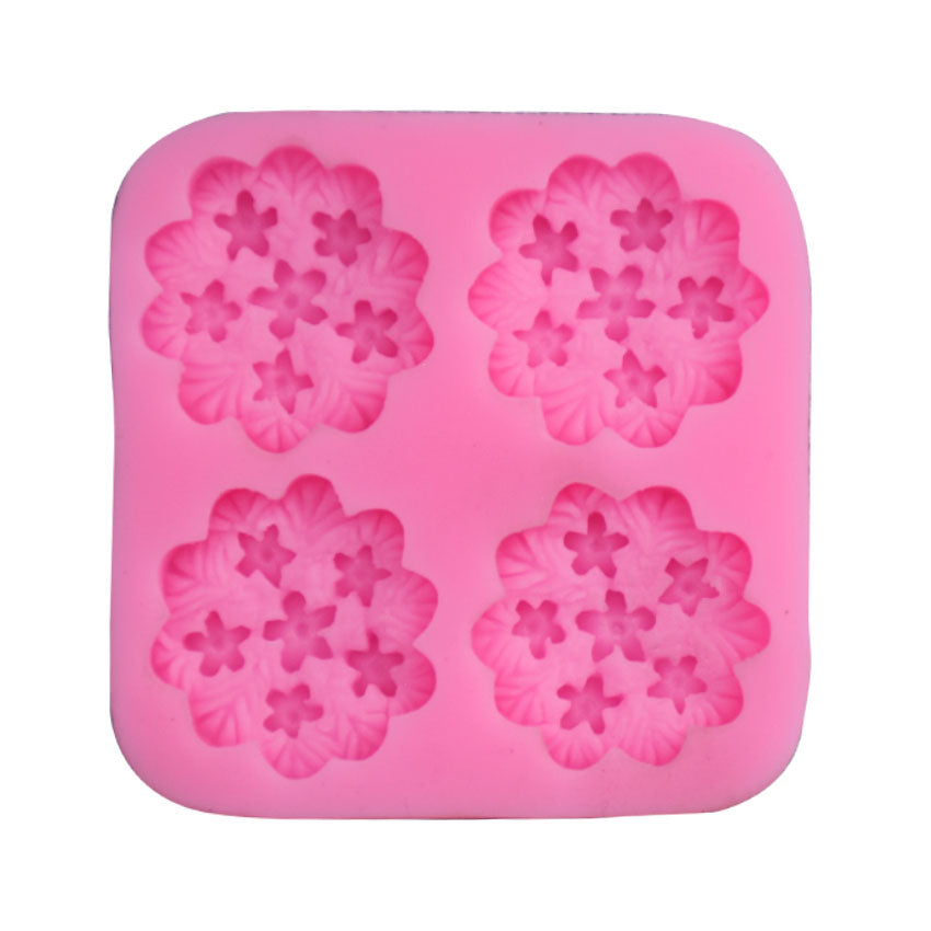 Tiny Flowers in Flower Silicone Fondant Mold 4 Cavity