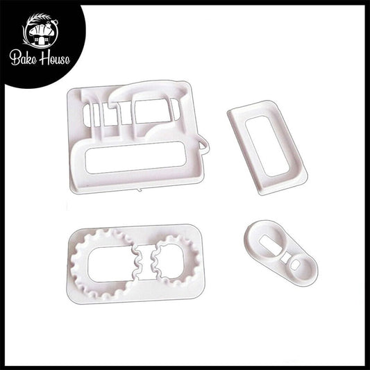 Tractor Fondant & Cookie Cutter 4Pcs Set Plastic