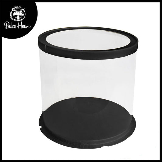 Transparent Cake Box Black With Base & Lid 10.3 X 10.3 X 9.5 Inch