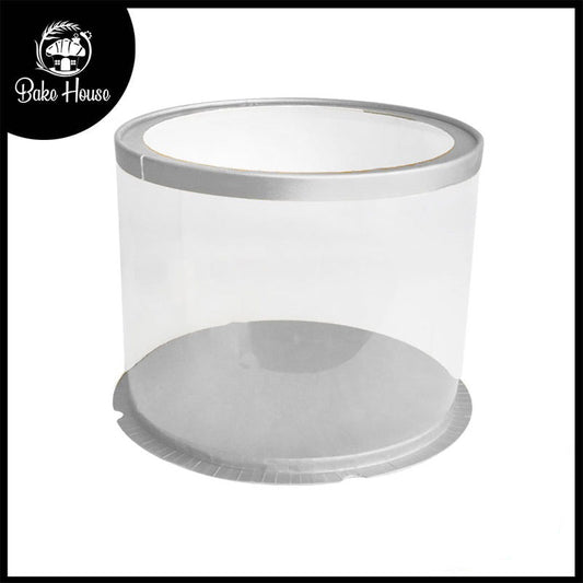 Transparent Cake Box Silver With Base & Lid 10.3 X 10.3 X 7 Inch