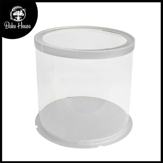 Transparent Cake Box Silver With Base & Lid 10.3 X 10.3 X 9.5 Inch