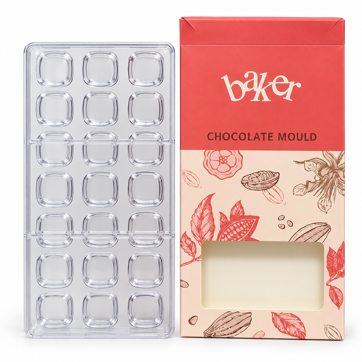 Rounded Square Shape Acrylic Chocolate Mold 21 Cavity