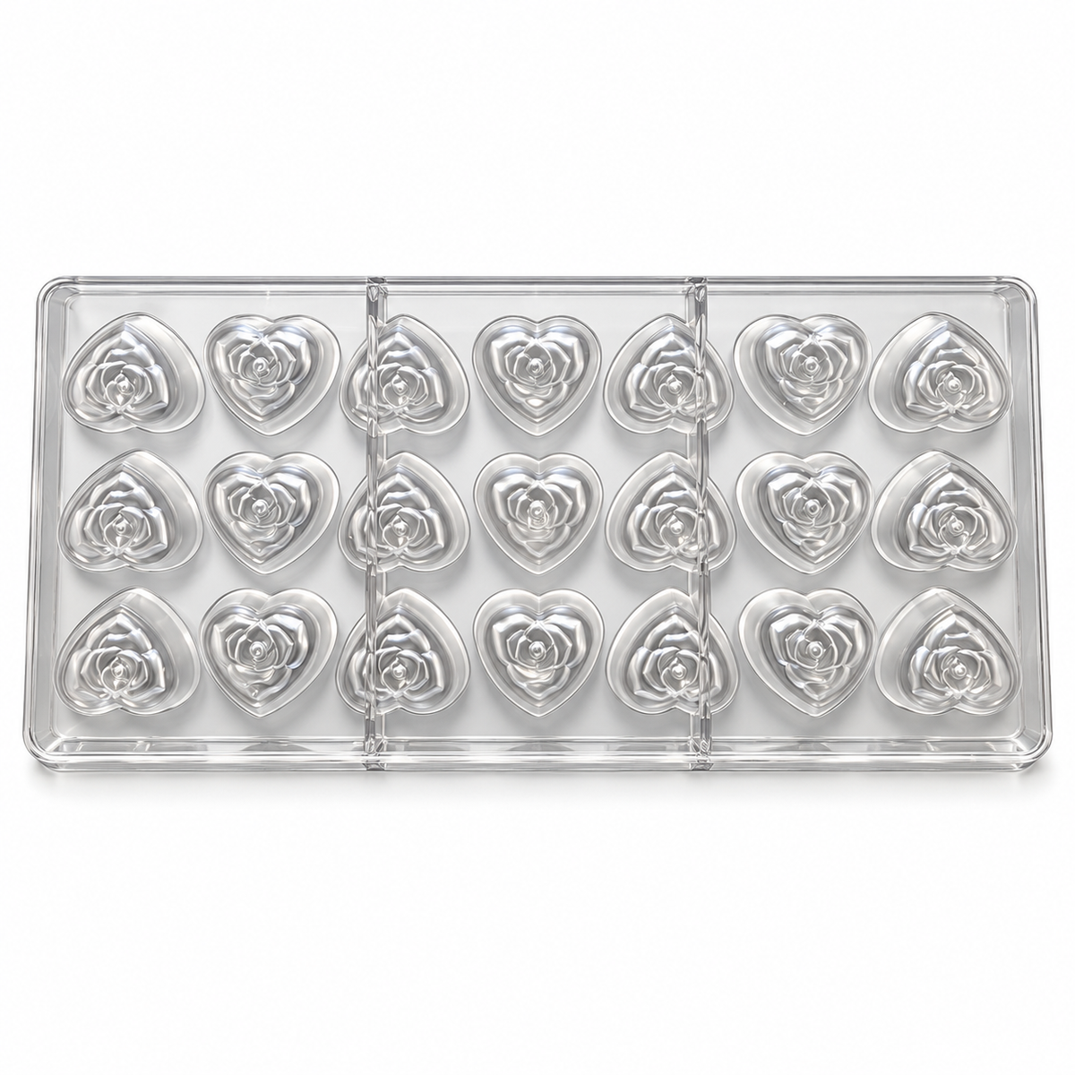 Rose Heart Shape Acrylic Chocolate Mold 21 Cavity