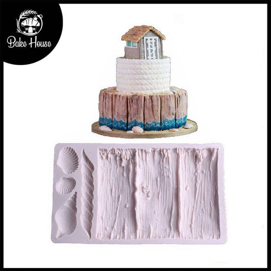 Tree Bark & Seashell Silicone Fondant Cake Border Mold