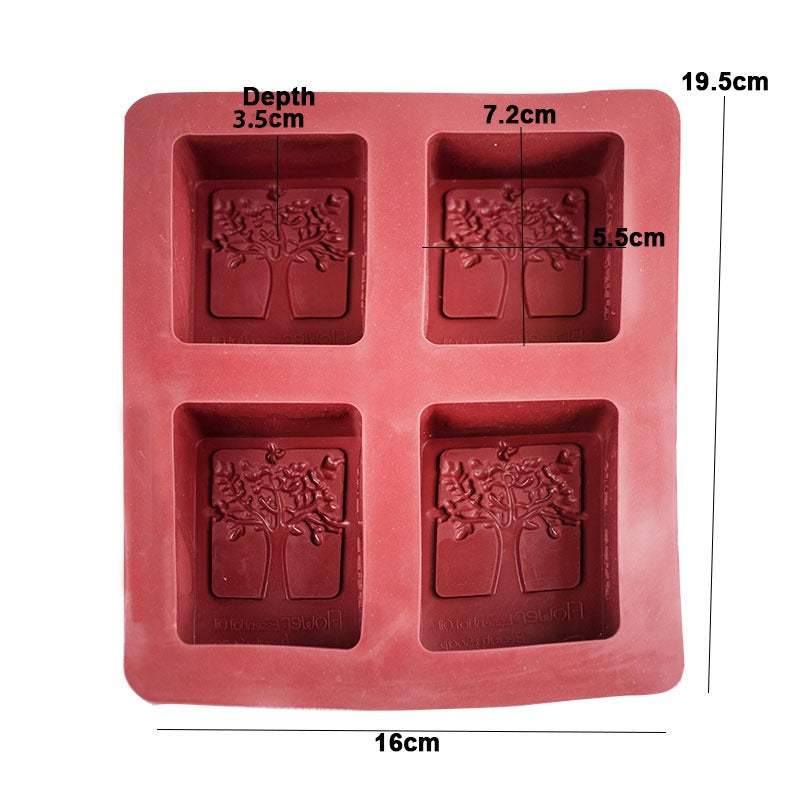 Tree Design Silicone Soap Mold 4 Cavity