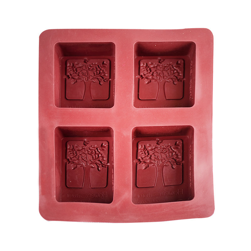 Tree Design Silicone Soap Mold 4 Cavity