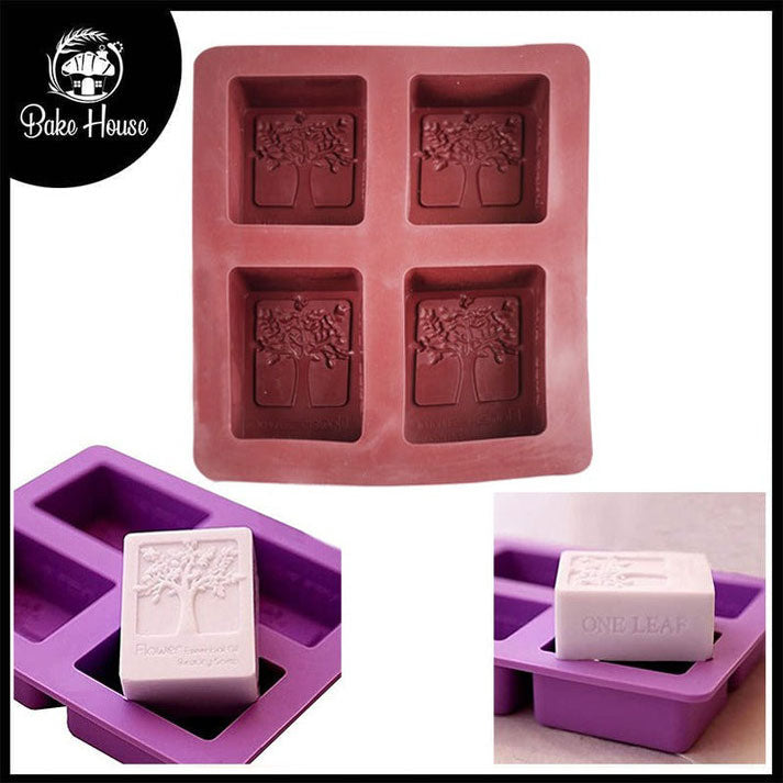 Tree Design Silicone Soap Mold 4 Cavity