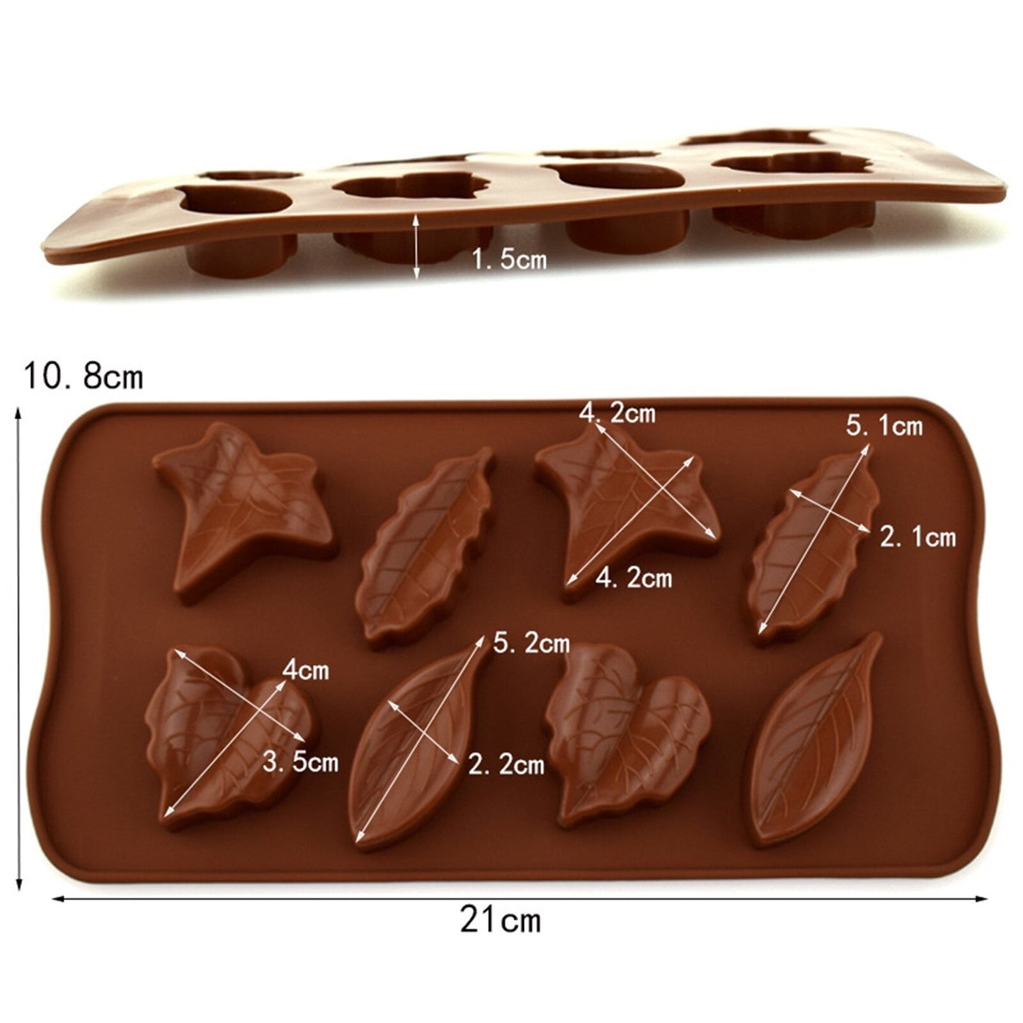 Tree Leaves Silicone Chocolate & Candy Mold 8 Cavity