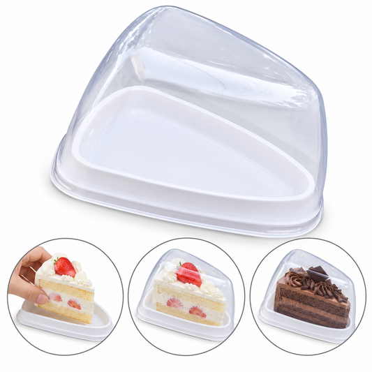 Rounded White Triangle Pastry Box with Transparent Lid