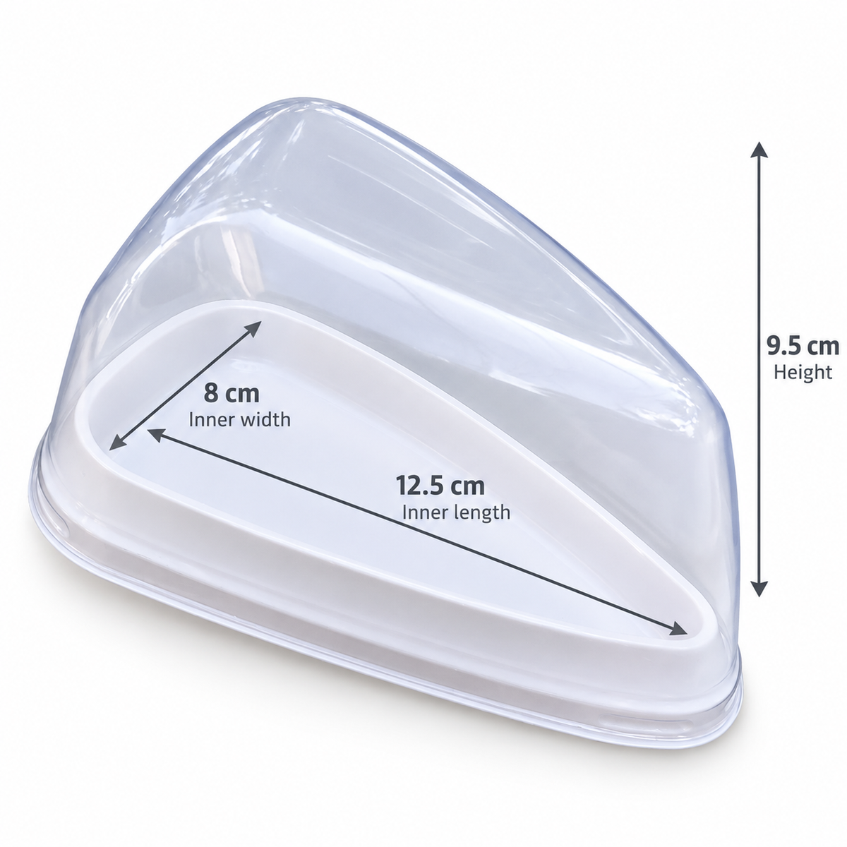 Rounded White Triangle Pastry Box with Transparent Lid