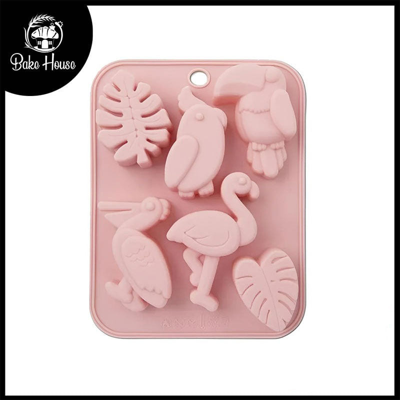 Tropical Birds & Leaves Silicone Fondant & Chocolate Mold 6 Cavity