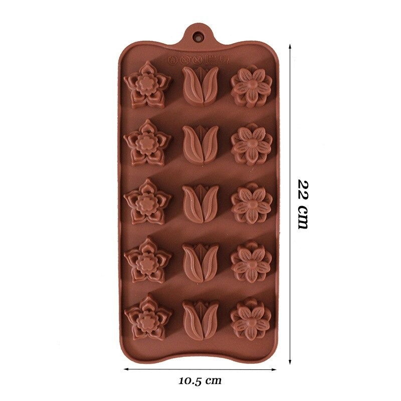Tulip Flowers Silicone Chocolate & Candy Mold 15 Cavity