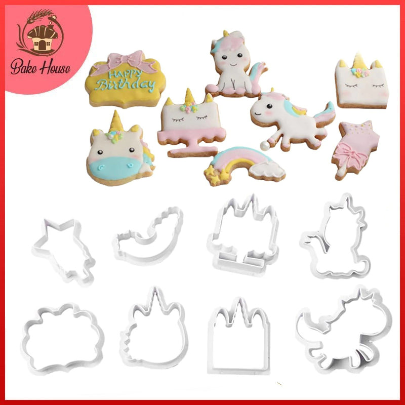 Unicorn Fondant Cookie Cutter 8Pcs Set Plastic