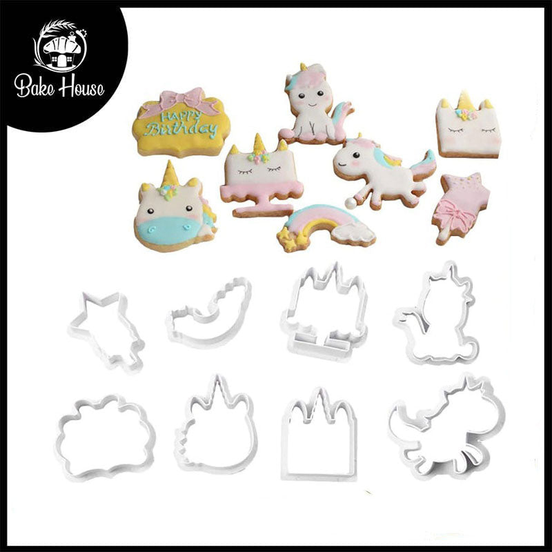 Unicorn Fondant Cookie Cutter 8Pcs Set Plastic