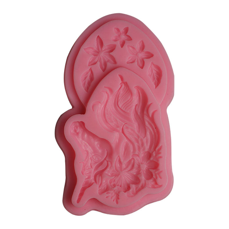 Unicorn Head with Flowers & Leaves Silicone Fondant Mold