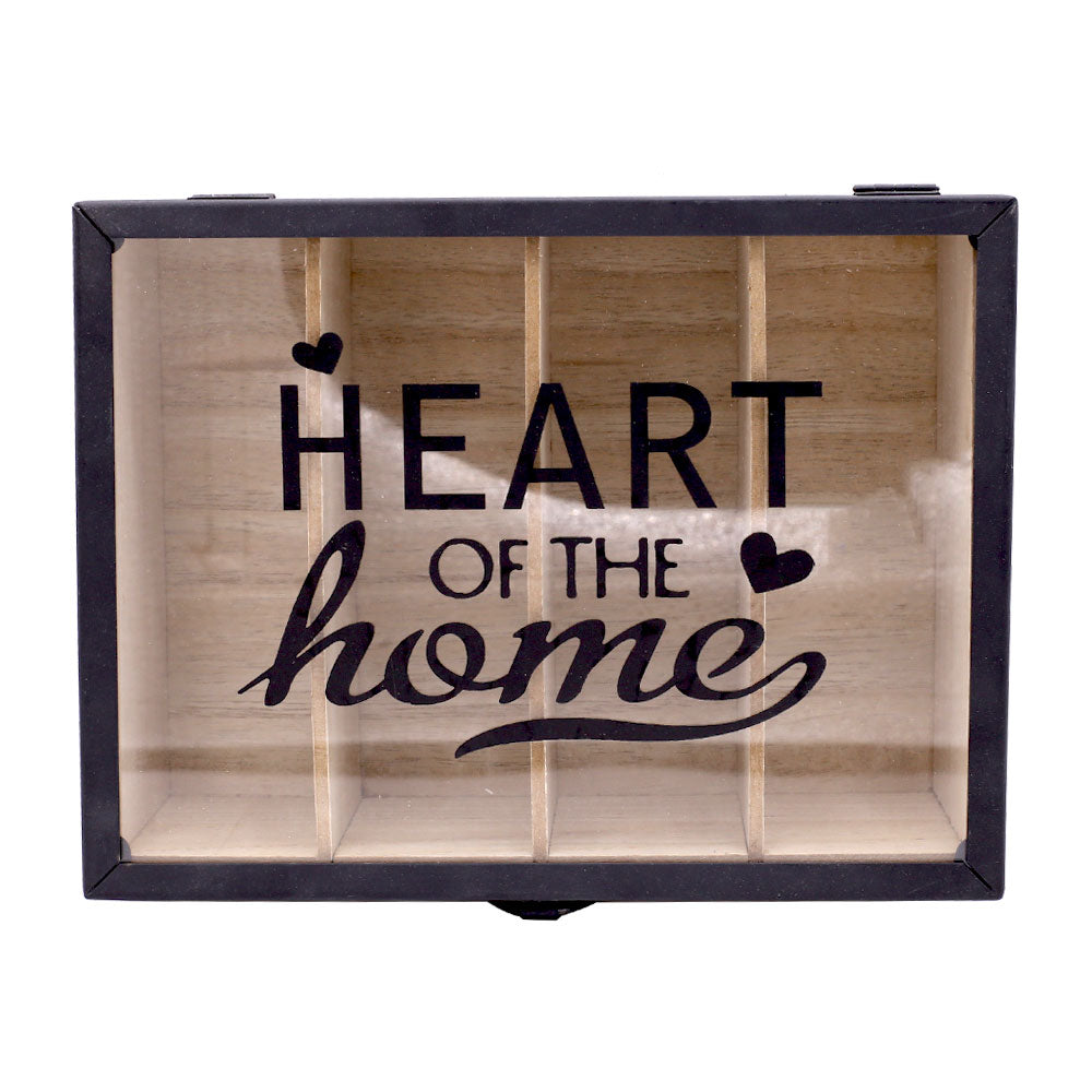 Storage Wooden Box Glass lid 4 Compartments